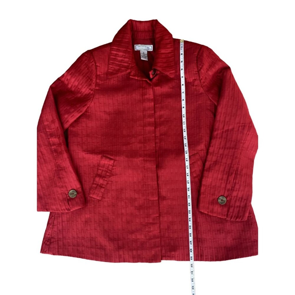 George Simonton Womens Red Textured Jacket Collared Front Pockets Medium - Picture 10 of 13
